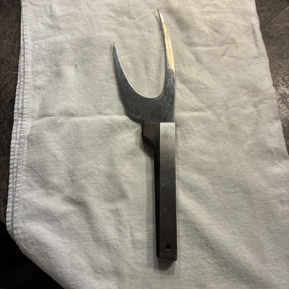 VERNCO Stainless Steel Claw Meat Fork Knife Carving Wood Handle Vtg Japan